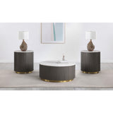  Coaster Furniture Jason 710418-S3 3-piece Round White Marble Coffee Table Set - Charcoal IMAGE 2