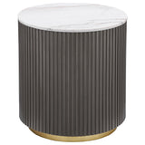  Coaster Furniture Jason 710418-S3 3-piece Round White Marble Coffee Table Set - Charcoal IMAGE 3