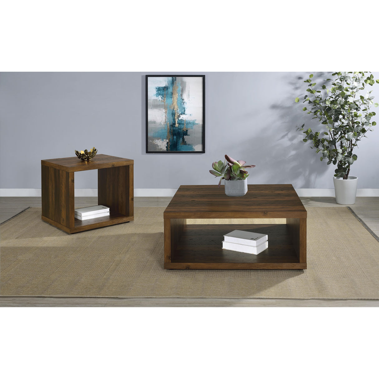  Coaster Furniture Frisco 710508-S2 2-piece Coffee and End Table Set - Dark Pine IMAGE 2