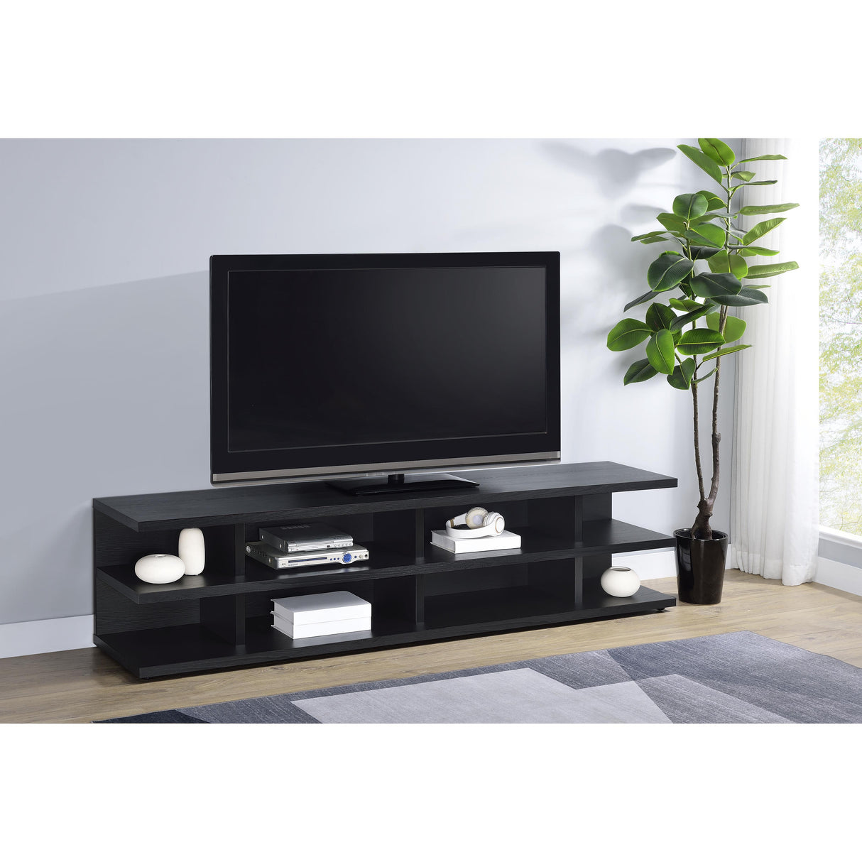  Coaster Furniture Cartmill 710533 78-inch 2-tier TV Stand Media Console - Black IMAGE 6