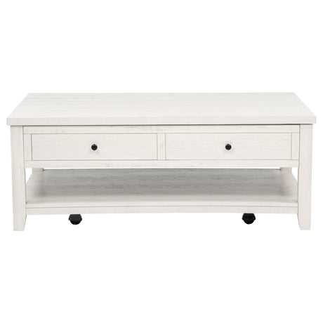  Coaster Furniture Payne 710555 48-inch Mobile Lift Top Coffee Table - Distressed White IMAGE 4