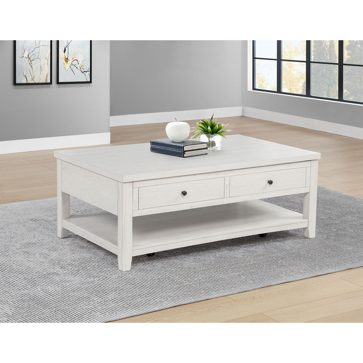  Coaster Furniture Payne 710555 48-inch Mobile Lift Top Coffee Table - Distressed White IMAGE 6