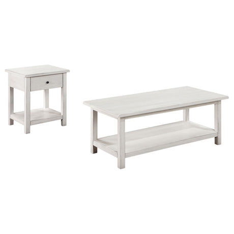  Coaster Furniture Payne 710558-S2 2-piece Coffee and 1-drawer End Table Set - White IMAGE 1