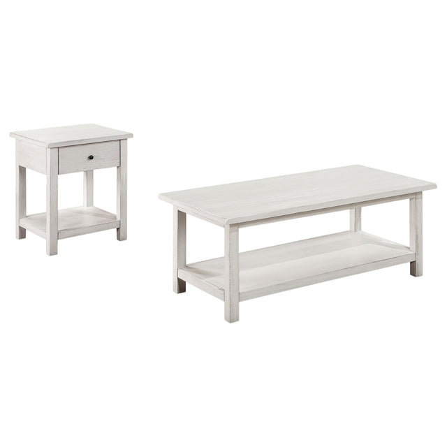 Coaster Furniture Payne 710558-S2 2-piece Coffee and 1-drawer End Table Set - White IMAGE 1