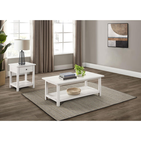  Coaster Furniture Payne 710558-S2 2-piece Coffee and 1-drawer End Table Set - White IMAGE 2