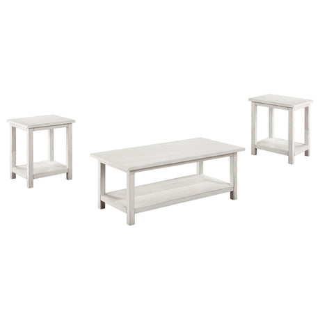  Coaster Furniture Payne 710558-S3A 3-piece Coffee and End Table Set - Distressed White IMAGE 1