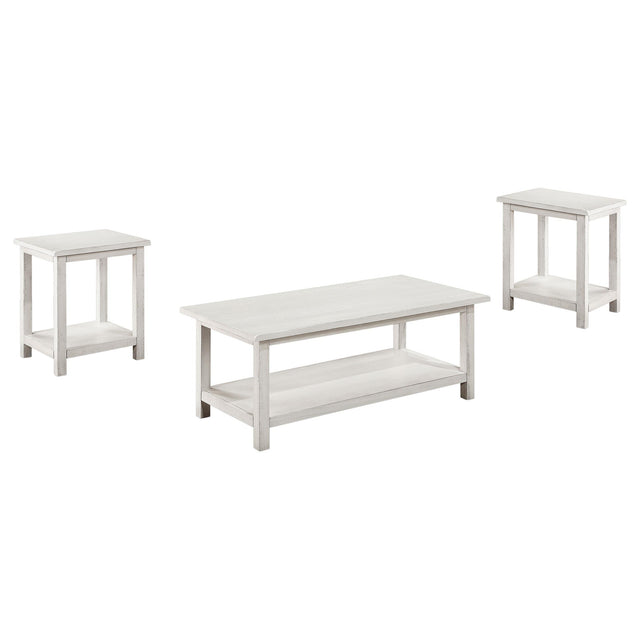  Coaster Furniture Payne 710558-S3A 3-piece Coffee and End Table Set - Distressed White IMAGE 1