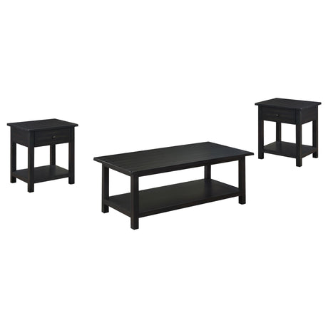  Coaster Furniture Payne 710568-S3 3-piece Coffee and 1-drawer End Table Set - Java IMAGE 1