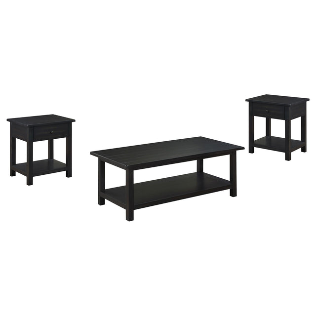  Coaster Furniture Payne 710568-S3 3-piece Coffee and 1-drawer End Table Set - Java IMAGE 1