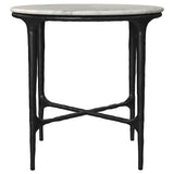  Coaster Furniture Hermas 710737 Round Genuine Marble Top Metal Side Table - White IMAGE 2