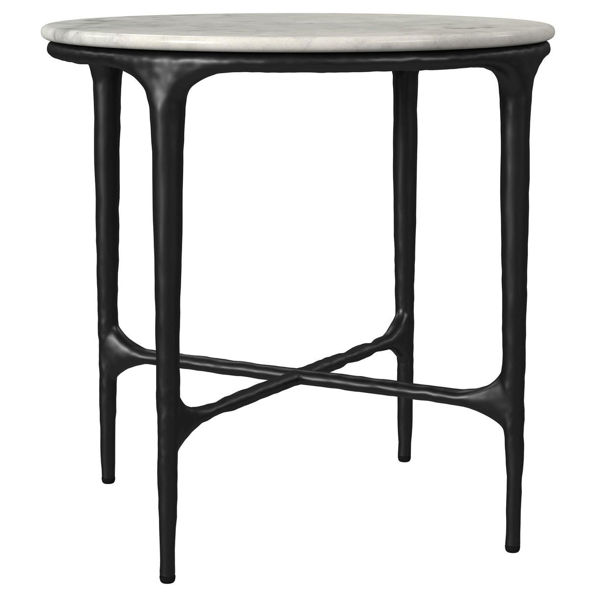  Coaster Furniture Hermas 710737 Round Genuine Marble Top Metal Side Table - White IMAGE 3