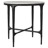  Coaster Furniture Hermas 710737 Round Genuine Marble Top Metal Side Table - White IMAGE 3