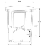  Coaster Furniture Hermas 710737 Round Genuine Marble Top Metal Side Table - White IMAGE 7