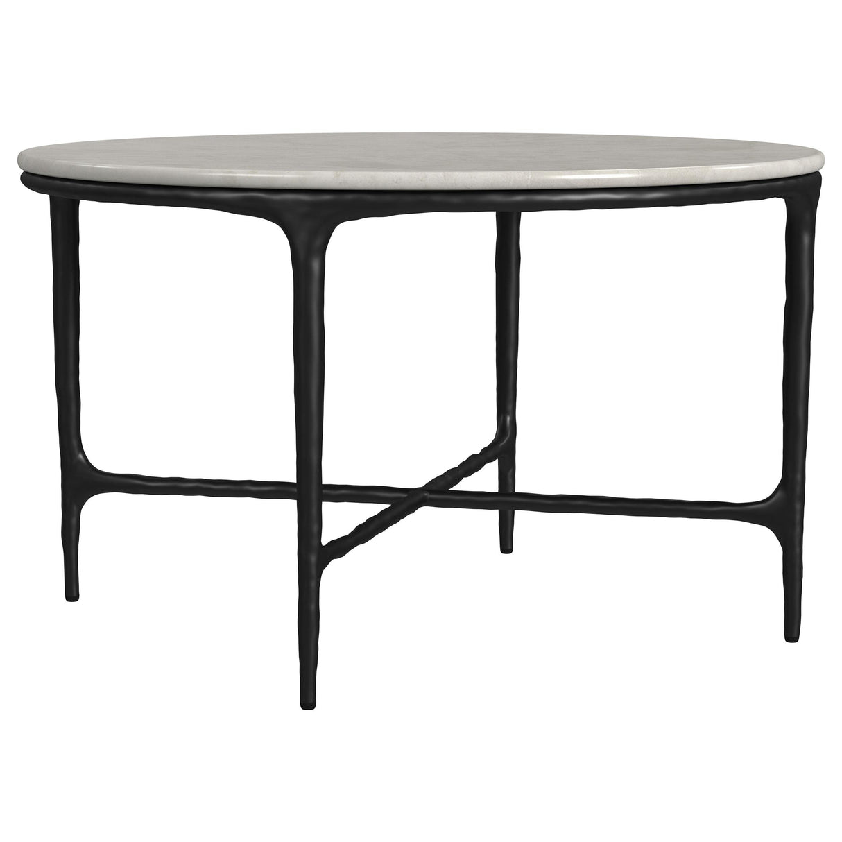  Coaster Furniture Hermas 710738 Round Genuine Marble Top Metal Coffee Table - White IMAGE 3