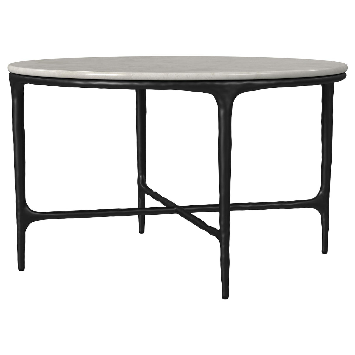  Coaster Furniture Hermas 710738 Round Genuine Marble Top Metal Coffee Table - White IMAGE 4