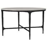  Coaster Furniture Hermas 710738 Round Genuine Marble Top Metal Coffee Table - White IMAGE 4
