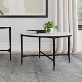  Coaster Furniture Hermas 710738 Round Genuine Marble Top Metal Coffee Table - White IMAGE 6