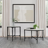  Coaster Furniture Hermas 710738-S2 2-piece Round Marble Coffee and End Table Set - White IMAGE 1