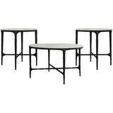  Coaster Furniture Hermas 710738-S3 3-piece Round Marble Coffee and End Table Set - White IMAGE 1