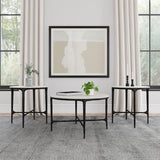  Coaster Furniture Hermas 710738-S3 3-piece Round Marble Coffee and End Table Set - White IMAGE 2