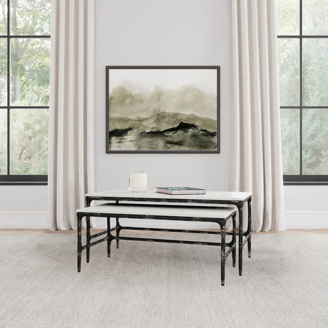  Coaster Furniture Ebby 710740 2-piece Genuine Marble Top Nesting Coffee Tables - White IMAGE 2