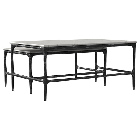  Coaster Furniture Ebby 710740 2-piece Genuine Marble Top Nesting Coffee Tables - White IMAGE 5
