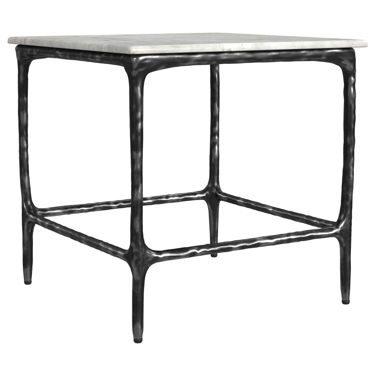  Coaster Furniture Ebby 710747 Square Genuine Marble Top Metal End Table - White IMAGE 1