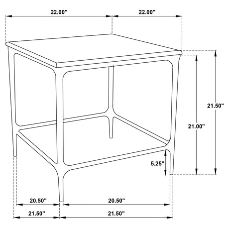  Coaster Furniture Ebby 710747 Square Genuine Marble Top Metal End Table - White IMAGE 7