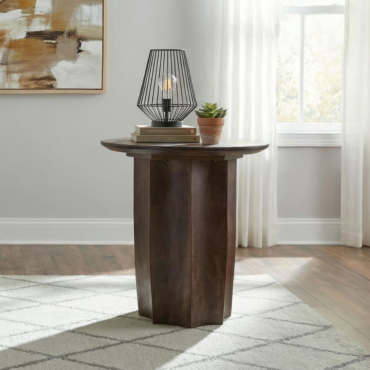  Coaster Furniture Cayenne 710777 Solid Mango Wood Accent End Table - Walnut IMAGE 6