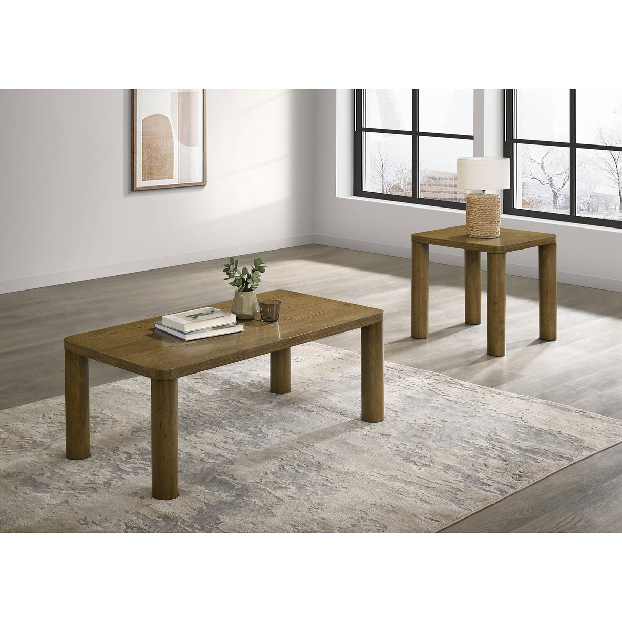  Coaster Furniture Castlewood 710858-S2 2-piece Cocktail Coffee Table Set - Brown Oak IMAGE 2