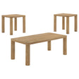  Coaster Furniture Castlewood 710868-S3 3-piece Cocktail Coffee Table Set - Light Oak IMAGE 1