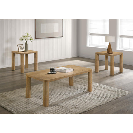  Coaster Furniture Castlewood 710868-S3 3-piece Cocktail Coffee Table Set - Light Oak IMAGE 2