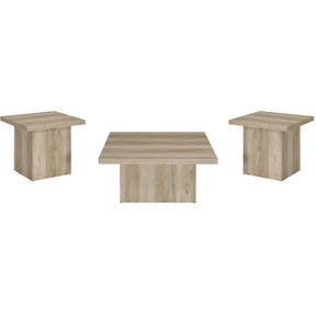  Coaster Furniture Devar 710878-S3 3-piece Square Coffee End Table Set - Distressed Pine IMAGE 1