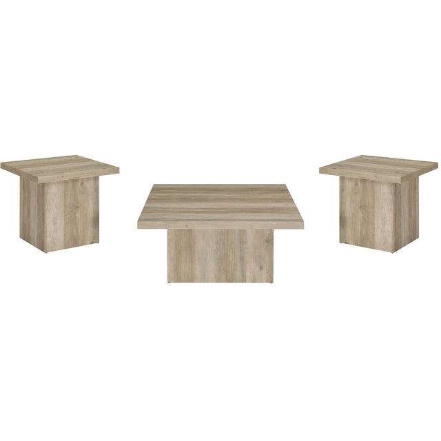  Coaster Furniture Devar 710878-S3 3-piece Square Coffee End Table Set - Distressed Pine IMAGE 1