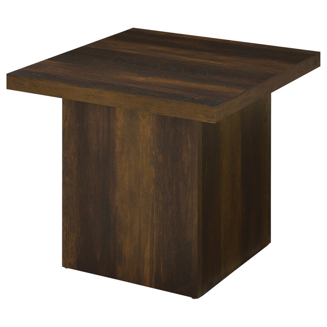  Coaster Furniture Devar 710887 Square Engineered Wood End Table - Dark Pine IMAGE 1