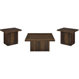  Coaster Furniture Devar 710888-S3 3-piece Square Coffee and End Table Set - Dark Pine IMAGE 1