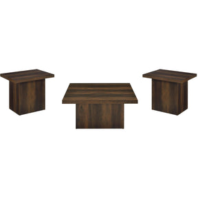  Coaster Furniture Devar 710888-S3 3-piece Square Coffee and End Table Set - Dark Pine IMAGE 1