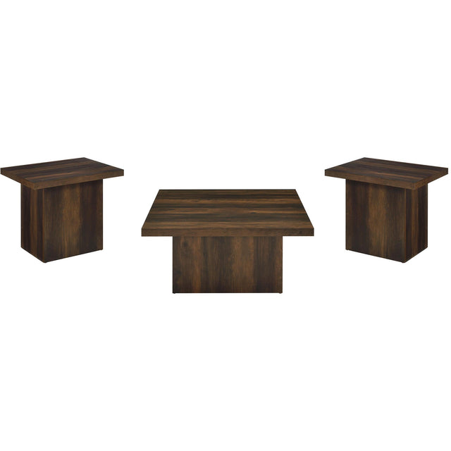  Coaster Furniture Devar 710888-S3 3-piece Square Coffee and End Table Set - Dark Pine IMAGE 1