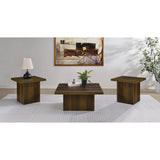  Coaster Furniture Devar 710888-S3 3-piece Square Coffee and End Table Set - Dark Pine IMAGE 2