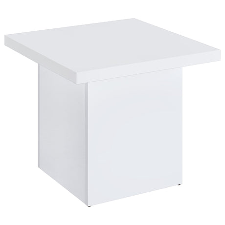  Coaster Furniture Devar 710897 Square Engineered Wood End Table - White High Gloss IMAGE 1