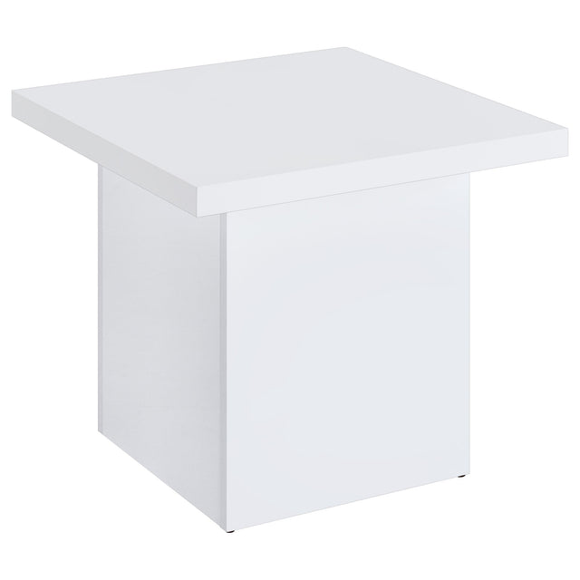  Coaster Furniture Devar 710897 Square Engineered Wood End Table - White High Gloss IMAGE 1