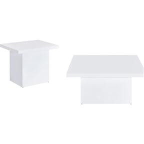 Coaster Furniture Devar 710898-S2 2-piece Square Coffee End Table Set - White High Gloss IMAGE 1