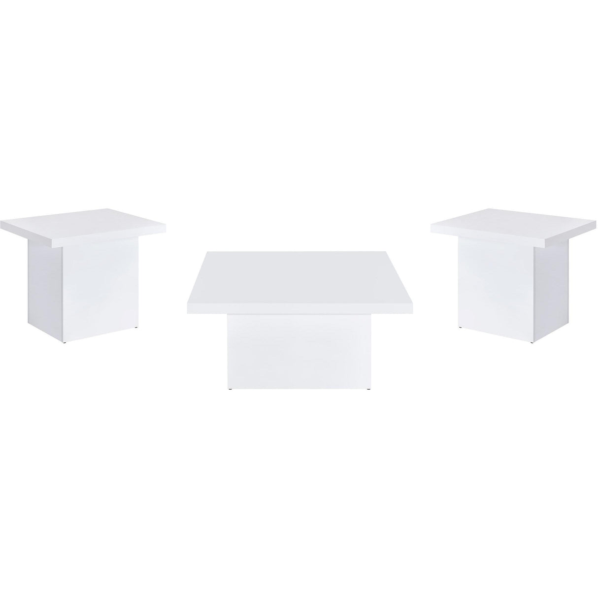  Coaster Furniture Devar 710898-S3 3-piece Square Coffee End Table Set - White High Gloss IMAGE 1