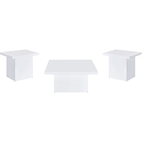  Coaster Furniture Devar 710898-S3 3-piece Square Coffee End Table Set - White High Gloss IMAGE 1