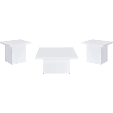  Coaster Furniture Devar 710898-S3 3-piece Square Coffee End Table Set - White High Gloss IMAGE 1