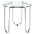  Coaster Furniture Beller 710907 Round Tempered Glass Top Side Table - Chrome IMAGE 1