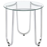  Coaster Furniture Beller 710907 Round Tempered Glass Top Side Table - Chrome IMAGE 1
