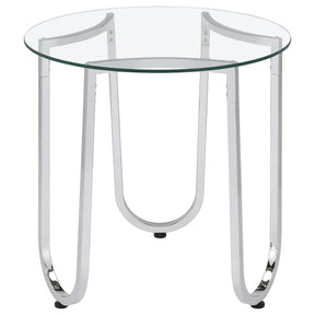  Coaster Furniture Beller 710907 Round Tempered Glass Top Side Table - Chrome IMAGE 1