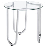  Coaster Furniture Beller 710907 Round Tempered Glass Top Side Table - Chrome IMAGE 2