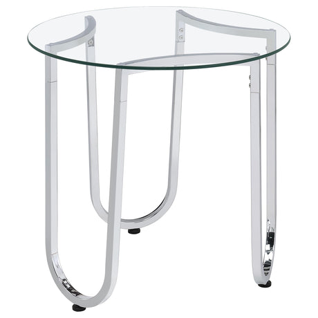  Coaster Furniture Beller 710907 Round Tempered Glass Top Side Table - Chrome IMAGE 2